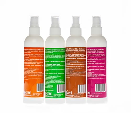 No Scent - Bird,Reptile, Small Animal,and Cat - Pet Odor Eliminator Spray, Safe for Pet Areas and Cages, Multi Pack, 4 Pack 8oz