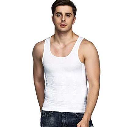 Odoland Men Compression Shirt 3 Pack Body Shaper Vest Tank Top | Nylon & Spandex, Moisture-wicking Tummy Shaper for Gym, Running, Daily, Breathable, Stretchy - color: Black/White/White, size: XX-Large