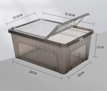 Reptile Breeding Box Reptile Feeding Box Breeding Hatching Container Pet Houses Faunarium(Black) - color: Black