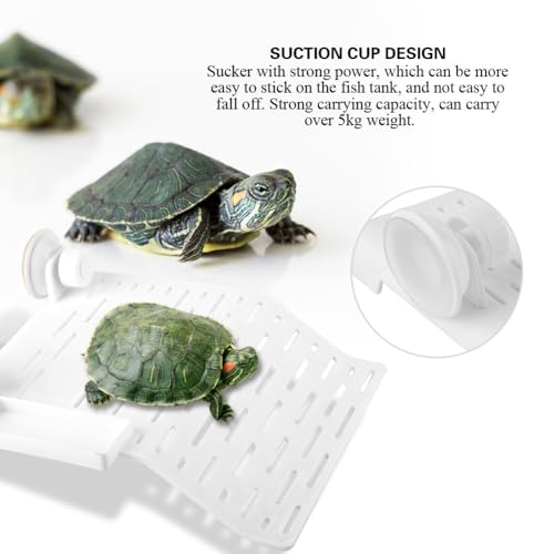 Aquarium Reptile Platform with Suction Cup Floating Dock for Turtles and Frogs Food Container and Resting Terrace for Fish Tank Habitat