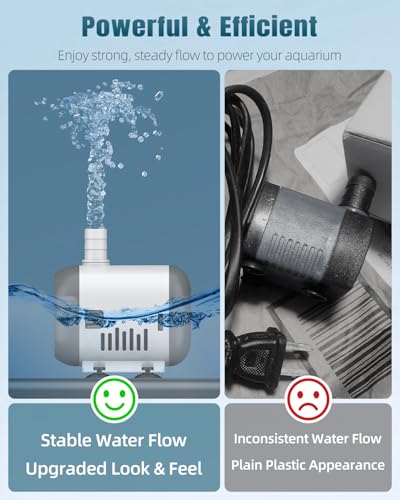 Pawfly Small Fountain Pump, 240 GPH Submersible Water Pump for Fountain, 12 W Mini Water Pump with 3.9 ft. High Lift, Quiet Water Fountain Pump for Aquarium Fish Tank & Waterfall - size: 240 GPH