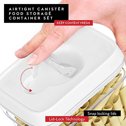 DWËLLZA KITCHEN Airtight Food Storage Containers with White Lids 2L - 4 Pc Clear Plastic Pantry Snacks Kitchen Container, Baking Supplies, 4LB Sugar & Flour Canister BPA-Free - color: 04 - 2 Liters (Set of 4)