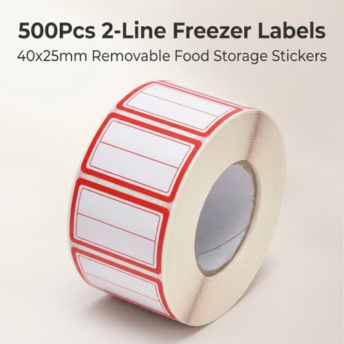 500Pcs 40x25mm 2-Line Red Border Freezer Labels, Writable Stickers | 500Pcs 40x25mm labels; removable writable adhesive for jars, containers, meal prep, pantry storage, and freezer use. - color: 500pcs Red 2-line