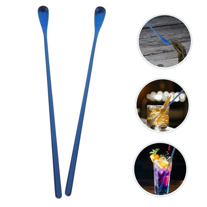 Happyyami 2pcs Reptile Accessories Small Animal Feeding Spoon Strong Handle for Pet Food Easy to Carry - color: Blue