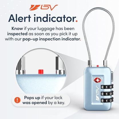 TSA Accepted Luggage Travel Lock, Set-Your-Own Combination Lock for School Gym Locker, Luggage Suitcase Baggage Locks, Filing Cabinets, Toolbox, Case Arctic Blue, 2 Pack (Limited Edition) - color: Arctic Blue 2-Pack