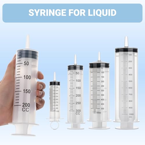 200ml Large Syringe, 5-pack Plastic Syringes for Liquid with Tip Adapter | 200cc Large syringe for thick liquids & Scientific Labs, Oil Transfer, Plant Watering & Refilling, Glue, Individual Sealed - style: 200 ML