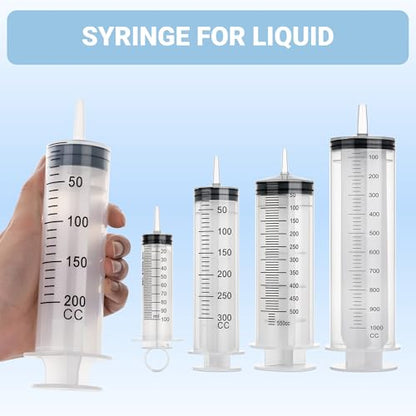 200ml Large Syringe, 5-pack Plastic Syringes for Liquid with Tip Adapter | 200cc Large syringe for thick liquids & Scientific Labs, Oil Transfer, Plant Watering & Refilling, Glue, Individual Sealed - style: 200 ML