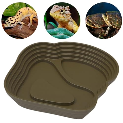 Reptile Bathing Pool Reptile Feeding Water Bowl Turtle Water Bowl Reptile Feeding Dish for Bearded Dragons Pet Supplies Bath, Small, Green - color: Small, size: Green