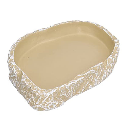 Omabeta Reptile Food Bowl Durable Resin Feeding Dish for Turtles Lizards Frogs Yellow 10.7x7.5cm