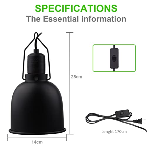 Aiicioo Reptile Light Fixture - Deep Light Dome 5.5Inch UVB Reptile Heat Lamp Reptile Light Fixture Max 100W Tortoise Leopard Gecko Snake Bearded Dragon - size: 5.5Inch Reptile Light Fixture
