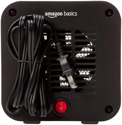 Amazon Basics Ceramic Space Heater, Portable Mini Heater for Office Desk, 500W, With Tip-Over Protection, Lightweight 1.4 lbs, White, 5.9"D x 3.2"W x 6"H - size: 5.9 x 3.2 x 6 inches