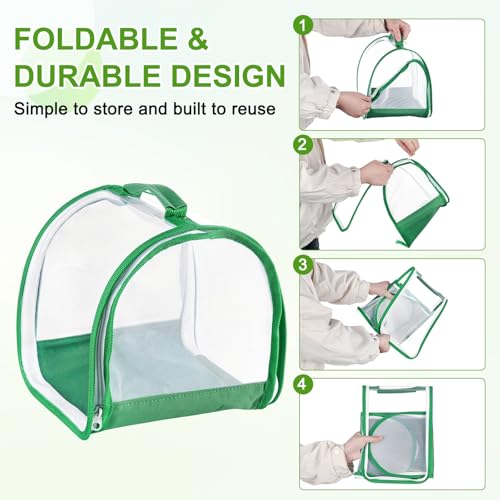 M METERXITY Butterfly Habitat Cage Terrarium, Outdoor Collapsible Mesh Pop-up with Zipper Protection for Breeding Butterfly/Ladybug, Mesh Plant Enclosure [White with Green, 8 x 8 x 8 Inch]