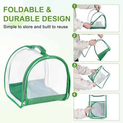 M METERXITY Butterfly Habitat Cage Terrarium, Outdoor Collapsible Mesh Pop-up with Zipper Protection for Breeding Butterfly/Ladybug, Mesh Plant Enclosure [White with Green, 8 x 8 x 8 Inch]
