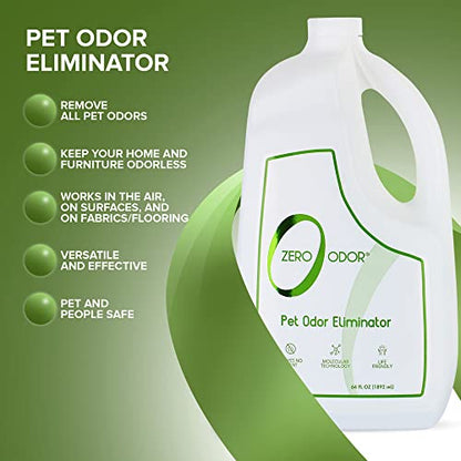 Zero Odor Pet Odor Eliminator, Air and Surface Odor Remover for Carpet, Furniture, and Pet Beds, Refill, 64 oz - size: 64 Fl Oz (Pack of 1)