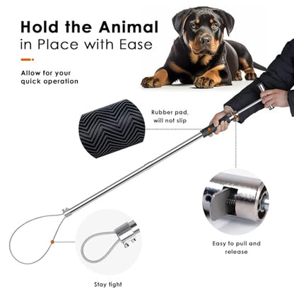 Dog Catcher Pole Animal Control Pole, Rod Length 30 inches | Stainless Steel Pig Holder Catcher Cat Catcher Pole, Heavy Duty Catch Pole for Animals Cats Hogs Pigs and Small/Medium Dogs