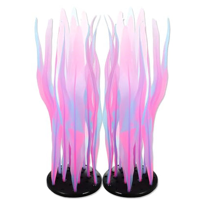 Aquarium Glowing Kelp Plant, Soft Silicone Glowing Decorations Pink 2pcs - color: Pink
