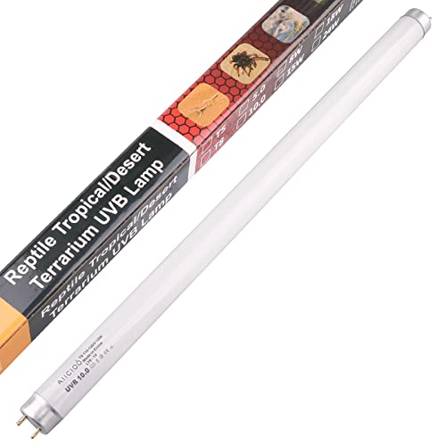 Aiicioo T8 UVB Reptile Light - 10.0 15W Reptile Fluorescent Light Bearded Dragon Desert UVB Bulb 18 inch 15 watt for Chameleon Tortoise Reptile and Amphibian - style: T8 Tube-15W 10.0