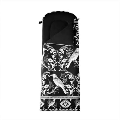 Erosebridal Longhorn Cow Skull Gothic Witchy Damask Sleeping Bag for Kids Camping Blanket for Hiking Travel Hunting Sleep Bag - color: Black and White Crow