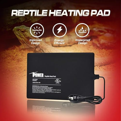 iPower 8x12 Inch Reptile Heat Pad Under Tank Heater, Energy-Efficient & Waterproof Design Terrarium Warmer Mat for Turtles, Lizards, Snakes, 2 Pack - size: 8 X 12 Inch, style: 2 Pack Heat Pad