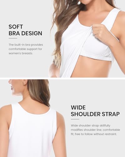 AMVELOP Tank Tops for Women Built in Bra Cotton Shelf Bra Tanks Layering Undershirts 2-3 Pack - color: 3 Pack-black/White/Blue, size: Small