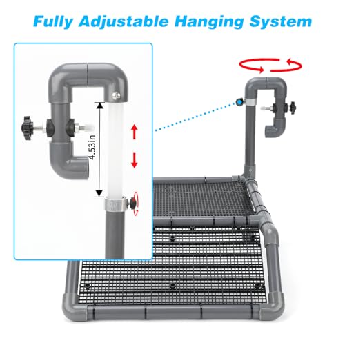 SKARUS Large Hanging Turtle Basking Platform for 55-150 Gallon Tanks | Adjustable Height 7.9"-13.8", Dual Mounted Support Arms, Non-Slip Climbing Ramp, Aquatic Reptiles, Frogs