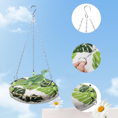 11.8in Reptile Bed，Reptile Hammock Swing Hanging Bed, Lizard Swing Toy, Lizard Bed, Reptile Lounger Terrarium Hanging Hammock for Bearded Dragon Lizard Gecko Chameleon Parrot Hamster Small Pets