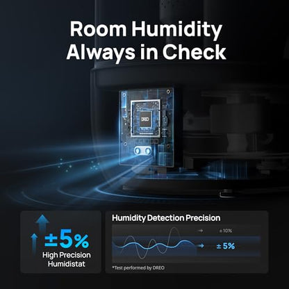 DREO 6L Humidifiers for Bedroom, 60H Runtime, 28 dB Quiet, HM524, Black - color: Black, size: 6L