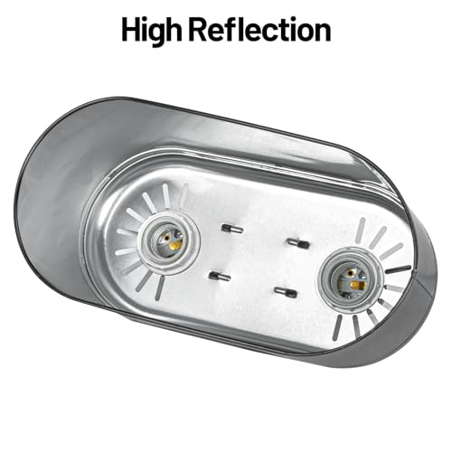 Dual Reptile Light Fixture with Separate Switches, 11.2in Double Dome Light Fixtures for Reptile Heat Lamp, Max 150W, Terrarium Habitat UVB Light Fixture for Reptiles Amphibians