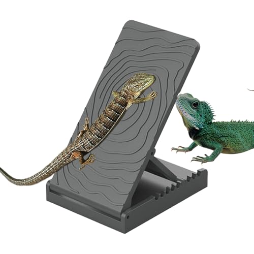 Turtle Climbing Ledge Foldable Non-Slip Resting Playing Feeding | Bearded Dragons Climbing Step Ramp for Lizard Keepers Enclosure Vivarium Tank Frogs Geckos Chameleons Newts Snakes Tortoise - color: Gray