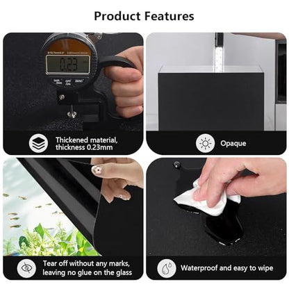 Aquarium Background Paper Decor Fish Tank Backdrop Wallpaper Electrostatic Adhesive, No Glue, Easy to Install, Reusable (19.7”H×59.1" L, Black) - size: 19.7”H×59.1"L