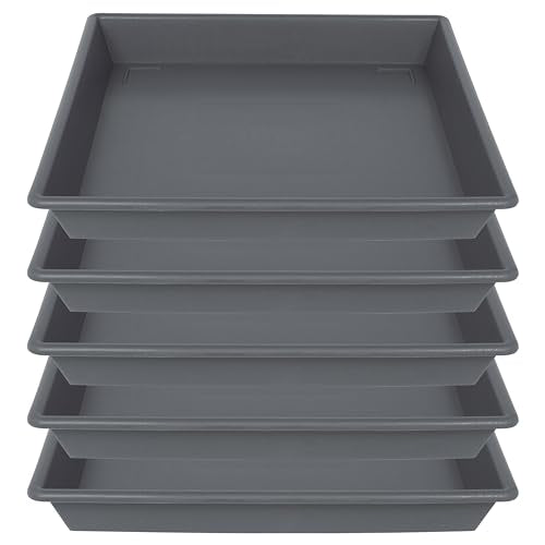 NIMYAU Square Plant Saucer 6 Inch 5 Pack6 8 12 14 16 18 20 Plastic Plant Saucers for Indoors Outdoors, Flower Pot No Holes Plant Drip Trays, Plant Trays for Pots Heavy Duty - color: Gray, size: 6"-5Pack
