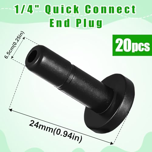 20 Pack 1/4" End Plugs Quick Connect Fittings,1/4 Inch Irrigation Tubing Fittings Anti-Drop Push to Connect End Connectors for 1/4 Inch Drip Irrigation Tubing Garden Irrigation System - size: 20 Pack End Plugs
