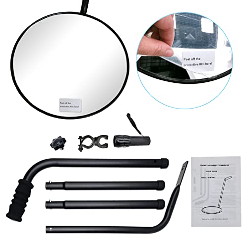 Under Vehicle Inspection Mirror - 12 Inch Convex Search Mirror with Wheels and LED Light for Security Check Under Cars, Trucks and Equipments - size: 12" with Wheels
