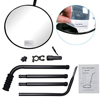 Under Vehicle Inspection Mirror - 12 Inch Convex Search Mirror with Wheels and LED Light for Security Check Under Cars, Trucks and Equipments - size: 12" with Wheels