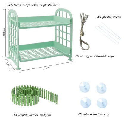 Hermit Crab Climbing Toys Reptile Ladder Plastic Grid Habitat Hammock for Hamster Guinea Pig (Green) - style: Classic