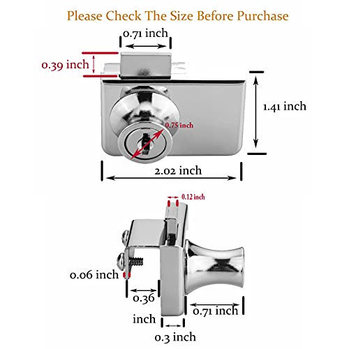 XIEHE 2PCS Zinc Alloy Glass Door Lock - Double Glass Door Locker with 2 Floating Keys