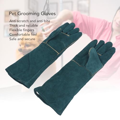 Diydeg Animal Handling Gloves, Multipurpose Bite Proof Pet Glove with PU Leather Lining, Puncture & Scratch Trapping Gloves for Grabbing Reptile, Grooming, Trips to Vet.
