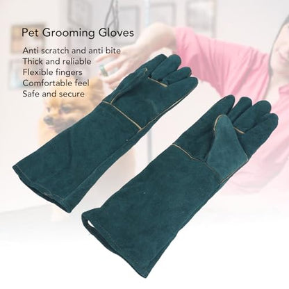 Diydeg Animal Handling Gloves, Multipurpose Bite Proof Pet Glove with PU Leather Lining, Puncture & Scratch Trapping Gloves for Grabbing Reptile, Grooming, Trips to Vet.