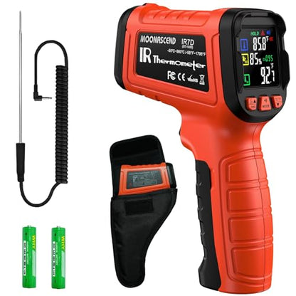 -58°F to 1796°F Infrared Thermometer Gun, Dual-Mode 16:1 | Surface & Internal Temperature Reading，Includes Portable Holster，Humidity & Ambient Temperature Display - color: Orange/-58°F to 1796°F and -58°F to 572°F-holster