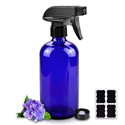 Worldgsb Glass Spray Bottles, 16oz Blue Glass Spray Bottles with Labels & Adjustable Nozzle, Reusable Containers for Cleaning, BBQ, Food, Plants, Alcohol, Essential Oils(1 Pack) - color: Blue, style: 1 Pack