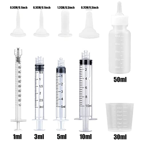 Suxgumoe Kitten Puppy Feeding Bottles and Syringes with Nipples, Small Animals Milk Bottles Feeding Tools for Newborn Kittens, Puppies, Rabbits - color: White