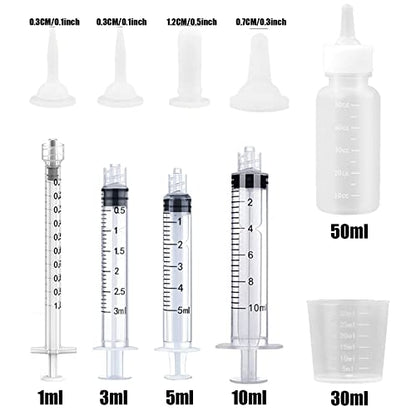 Suxgumoe Kitten Puppy Feeding Bottles and Syringes with Nipples, Small Animals Milk Bottles Feeding Tools for Newborn Kittens, Puppies, Rabbits - color: White