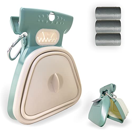 Pooper Scooper, Portable and Handheld Size for Walking Large and Small Dogs Outside Yard or Travel Outdoors, Pup Poop Scoop with Container and 30pcs Pet Waste Bag Attachment - color: Clover Green, size: Large