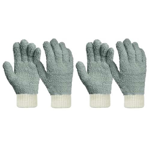 MIG4U Microfiber Dusting Gloves House Cleaning Glove for Blinds, Windows, Shutters, Furniture, and Car, Reusable Lint-Free Gray 2 Pairs S/M - color: Gray 2 Pairs, size: Small-Medium