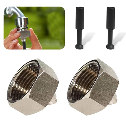 POCKET PANDA Garden Hose to 1/4 Tubing Adapter for Patio Misting Cooling System, 3/4'’to 1/4" Faucet Connector for Drip Irrigation,Greenhouse Watering System,2 Brass Thread Fittings with 2 End Plug.