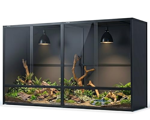 2-Pack 230 Gallon Reptile Enclosure, Expandable to 460 Gallon Extra Large 96"x24"x46" Reptile Tank, PVC Giant Terrarium for Adult Bearded Dragon, Ball Python & Large Snakes, 2 PCS - size: 48"x24"x46" (230 Gallon) - 2 Pack