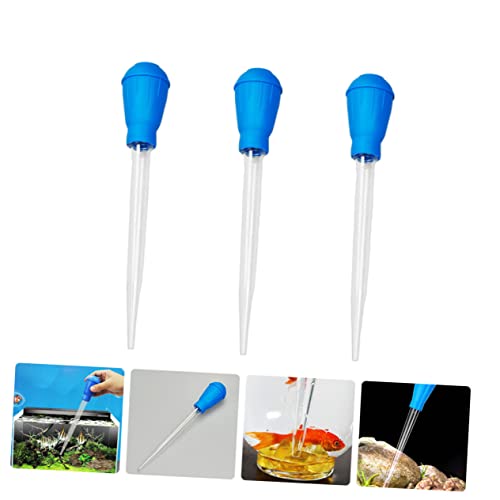 VANZACK 3pcs Aquarium Clean Pipette Dropper for Fish Tank Water Change and Debris Removal Measurement Scale - color: Blue