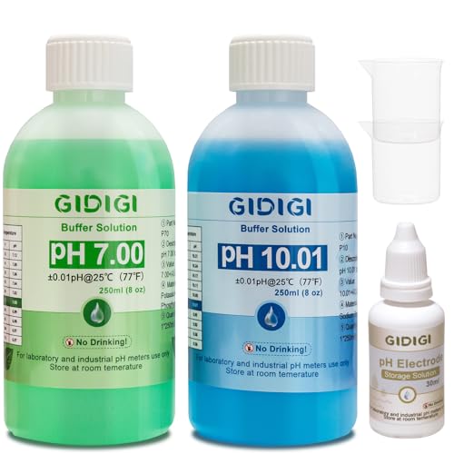pH Meter Calibration Buffer Includes pH 7.00, 10.01 and Storage Solution | Calibration Buffer 250ml*2,Probe KCL Storage 30ml*1, pH Meter Accessories - color: Blue