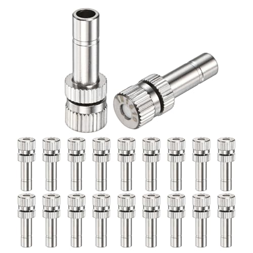 M METERXITY 20-Pack Brass Misting Nozzles, 0.006"/0.15mm Orifice Mister Replacement Heads for Outdoor Cooling System/Landscaping/Humidification/Greenhouse, 6mm Low-Pressure Fog Sprayer Nozzle - size: 0.006"/0.15mm, style: without Filter Mesh