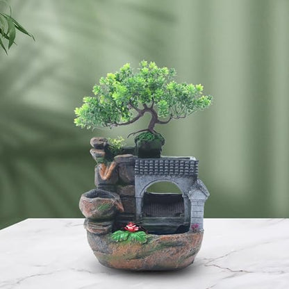 Gdrasuya10 Indoor Water Fountain, Small Tabletop Waterfall Fountain, Rockery Ornament with LED for Office Home Bedroom - color: Style 15